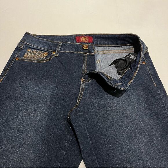 One5one Women's Blue Jeans Blue 5 Pocket Embellished Size 8 - Picture 3 of 10